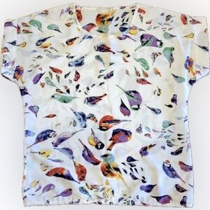 Colorful Bird Print Blouse